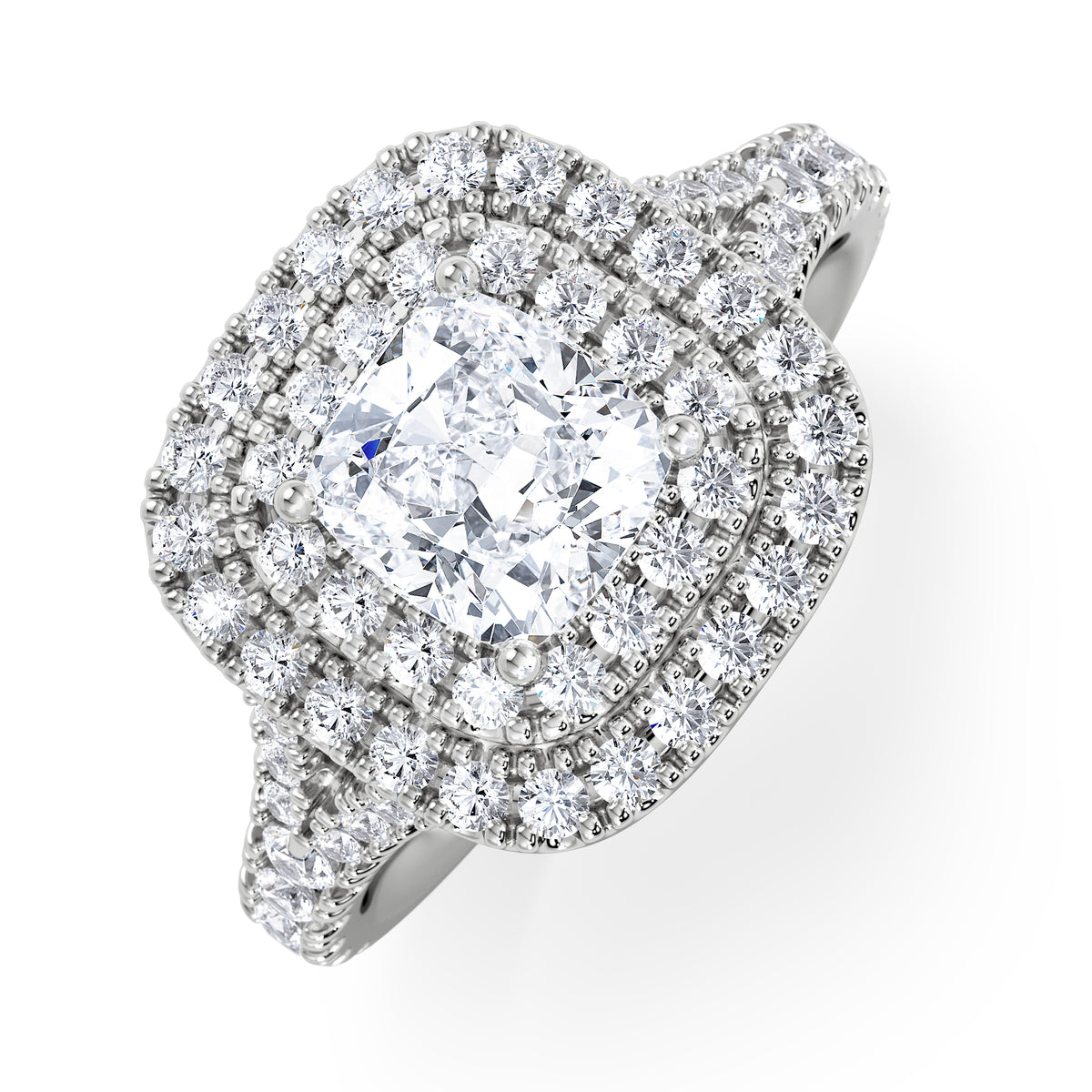 Anastasia GIA Diamond Halo Engagement Ring 18K White Gold 1.85ct G/VS2