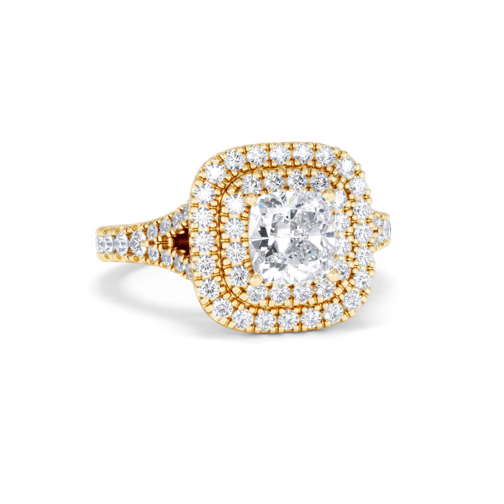 Anastasia GIA Diamond Halo Engagement Ring in 18K Gold 1.85ct G/VS