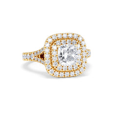 Anastasia GIA Diamond Halo Engagement Ring in 18K Gold 1.85ct G/VS