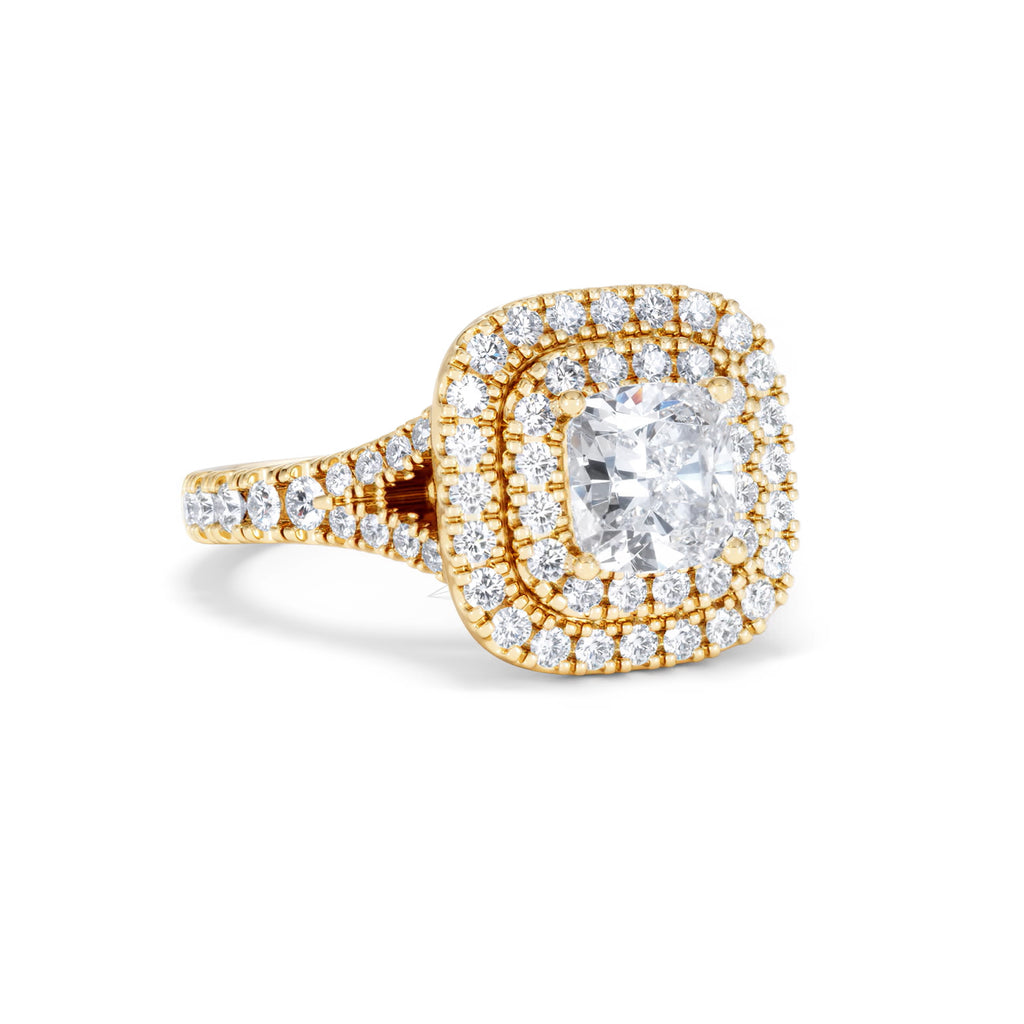 Anastasia GIA Diamond Halo Engagement Ring in 18K Gold 1.85ct G/VS