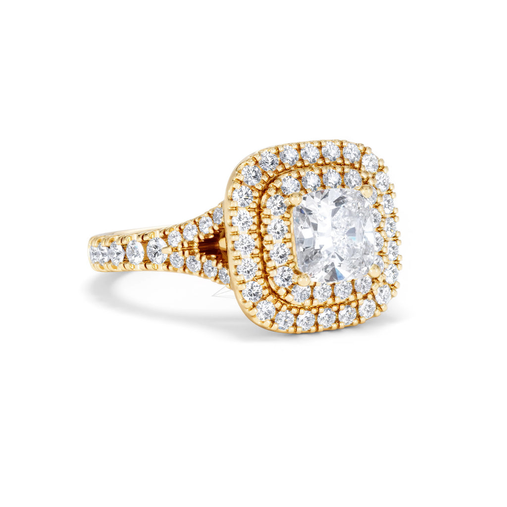 Anastasia GIA Diamond Halo Engagement Ring in 18K Gold 1.85ct G/VS