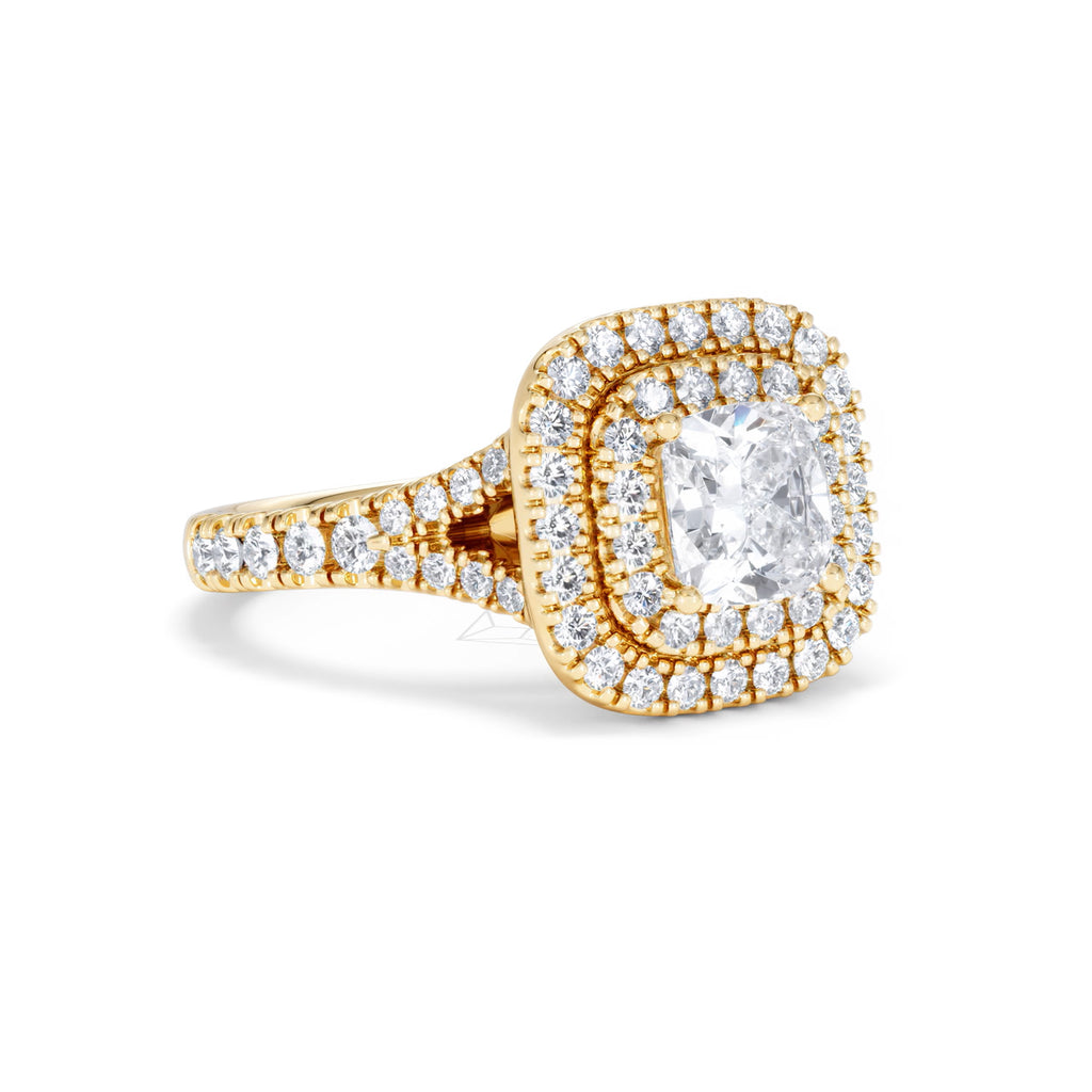 Anastasia GIA Diamond Halo Engagement Ring in 18K Gold 1.85ct G/VS