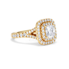Anastasia GIA Diamond Halo Engagement Ring in 18K Gold 1.85ct G/VS