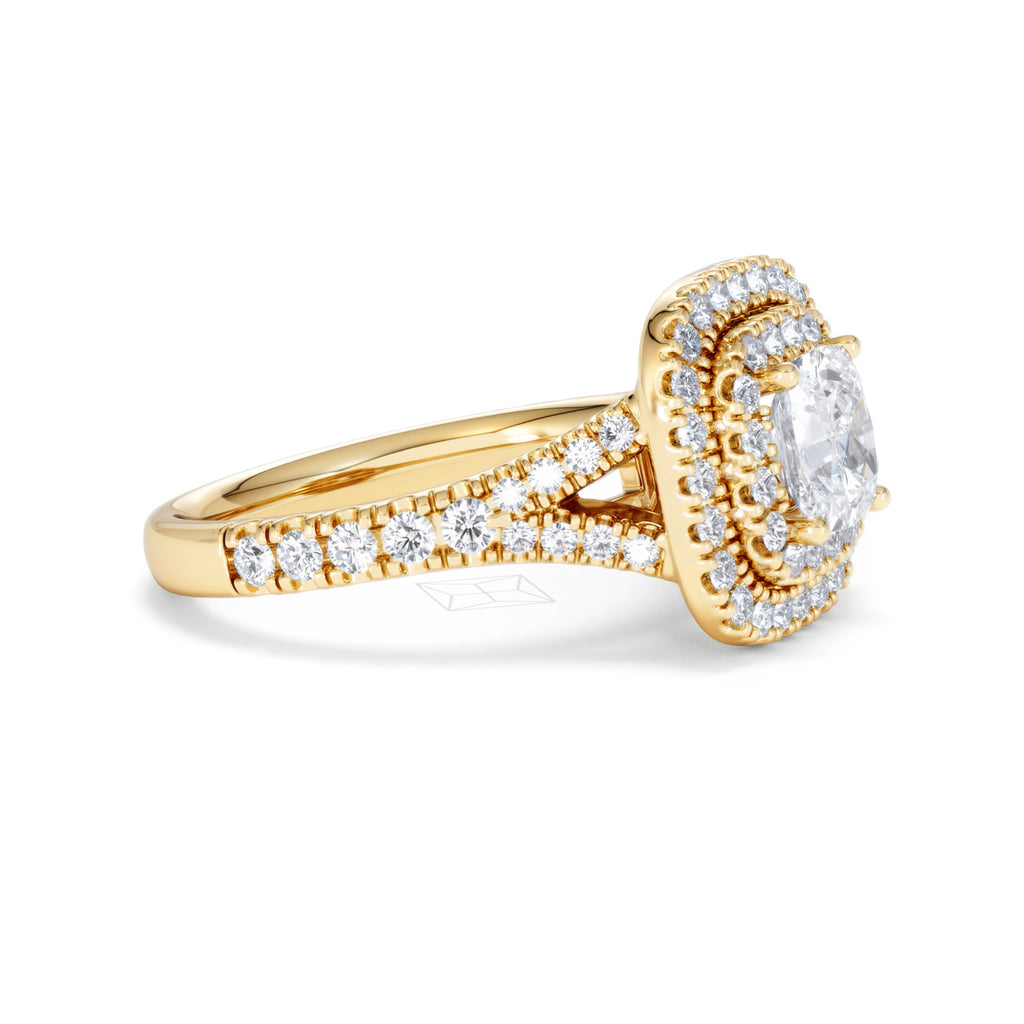 Anastasia GIA Diamond Halo Engagement Ring in 18K Gold 1.85ct G/VS