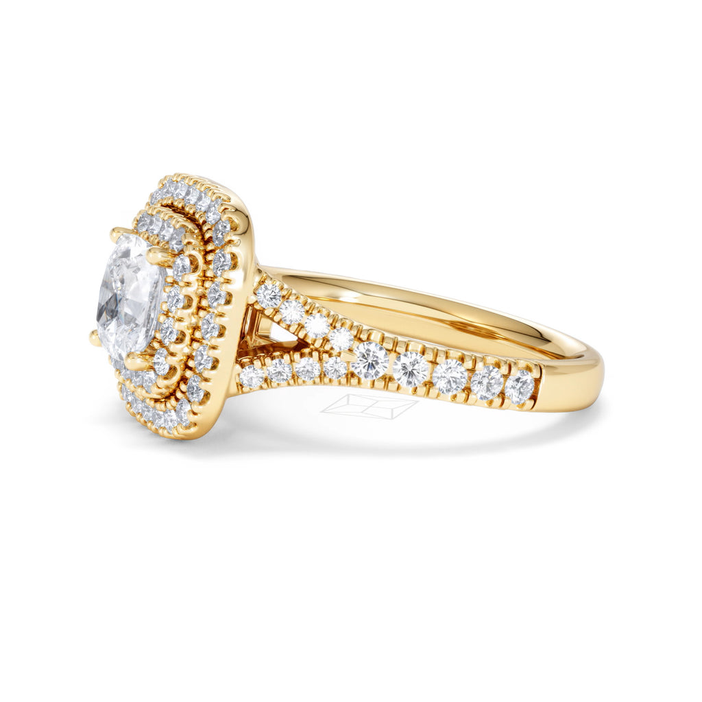 Anastasia GIA Diamond Halo Engagement Ring in 18K Gold 1.85ct G/VS