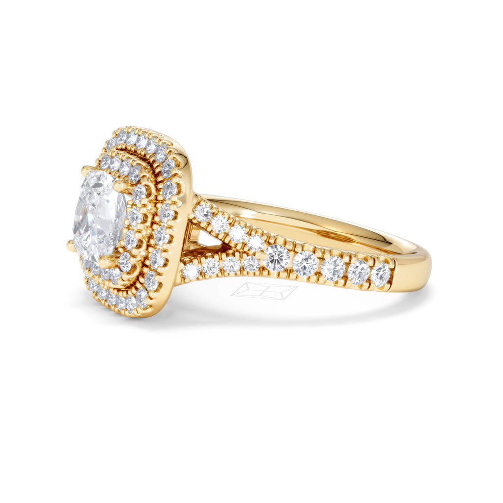 Anastasia GIA Diamond Halo Engagement Ring in 18K Gold 1.85ct G/VS