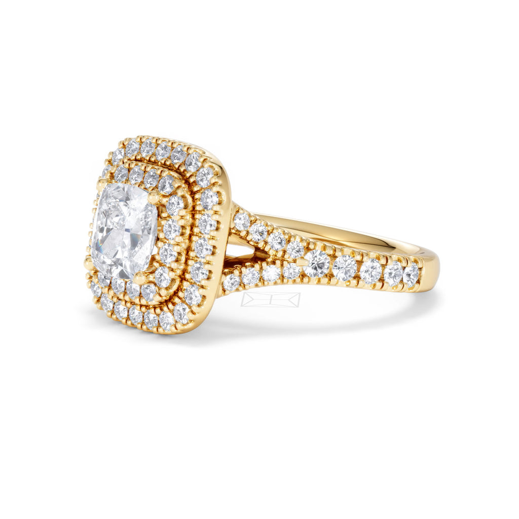 Anastasia GIA Diamond Halo Engagement Ring in 18K Gold 1.85ct G/VS