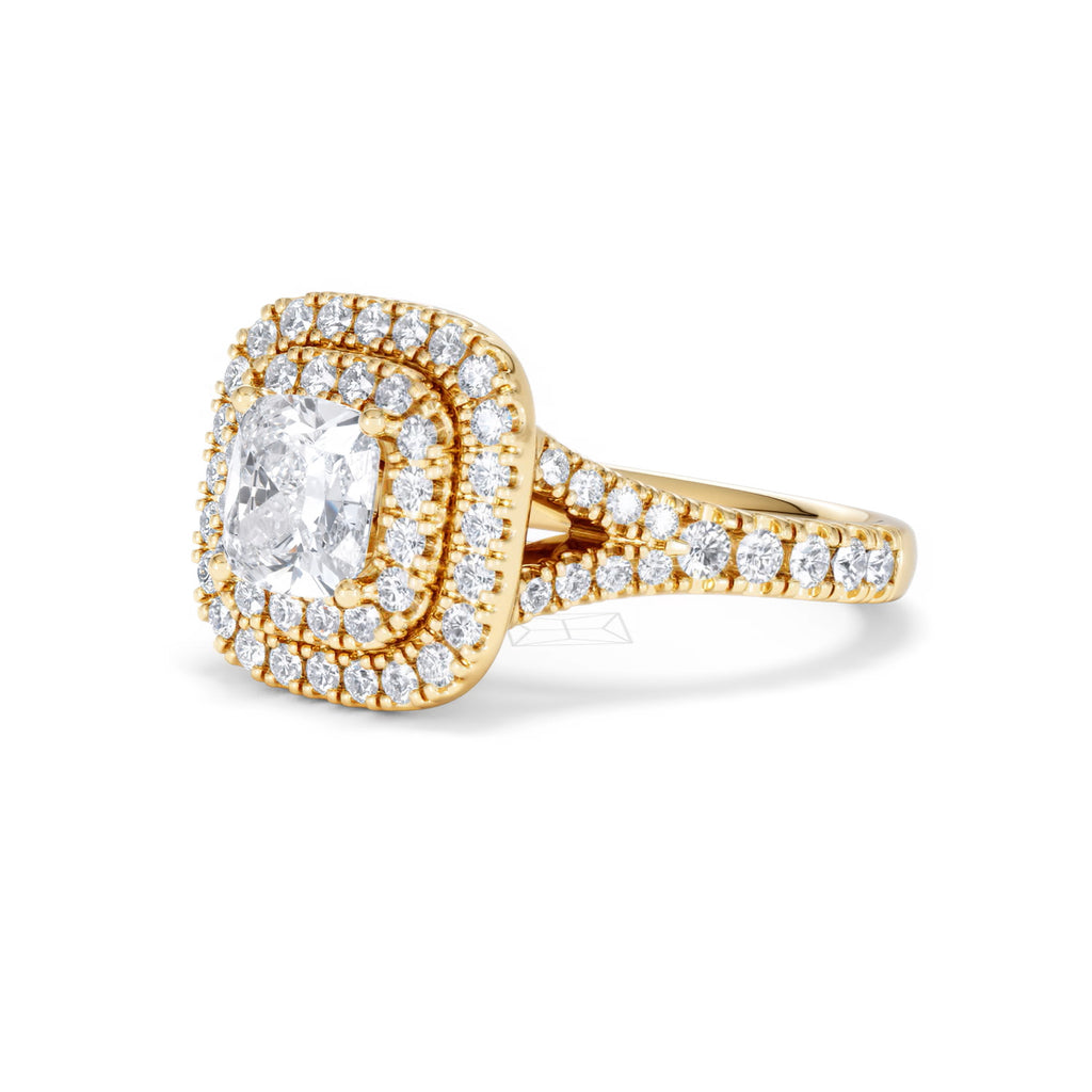 Anastasia GIA Diamond Halo Engagement Ring in 18K Gold 1.85ct G/VS