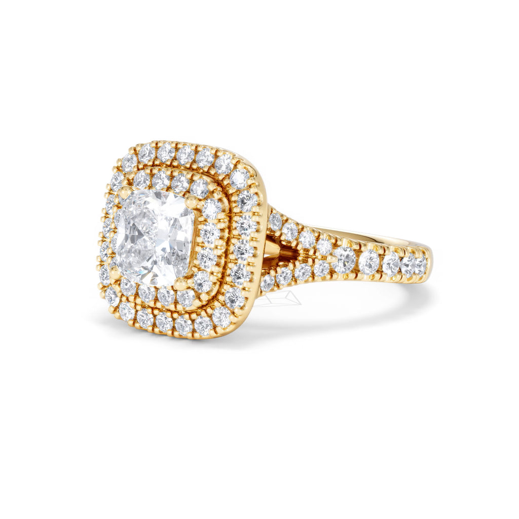 Anastasia GIA Diamond Halo Engagement Ring in 18K Gold 1.85ct G/VS