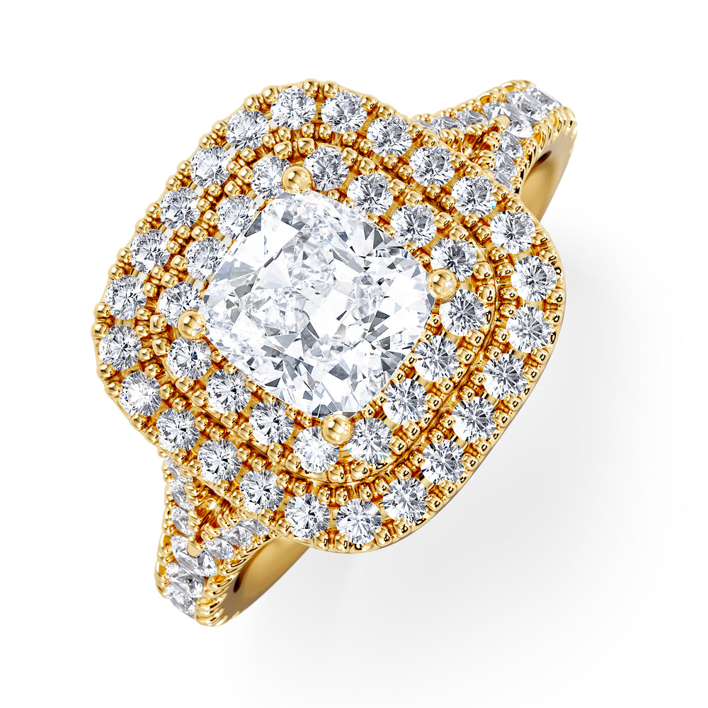 Anastasia GIA Diamond Halo Engagement Ring in 18K Gold 1.85ct G/VS2