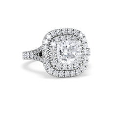 Anastasia Lab Diamond Halo Engagement Ring 18K White Gold 2.15ct F/VS1