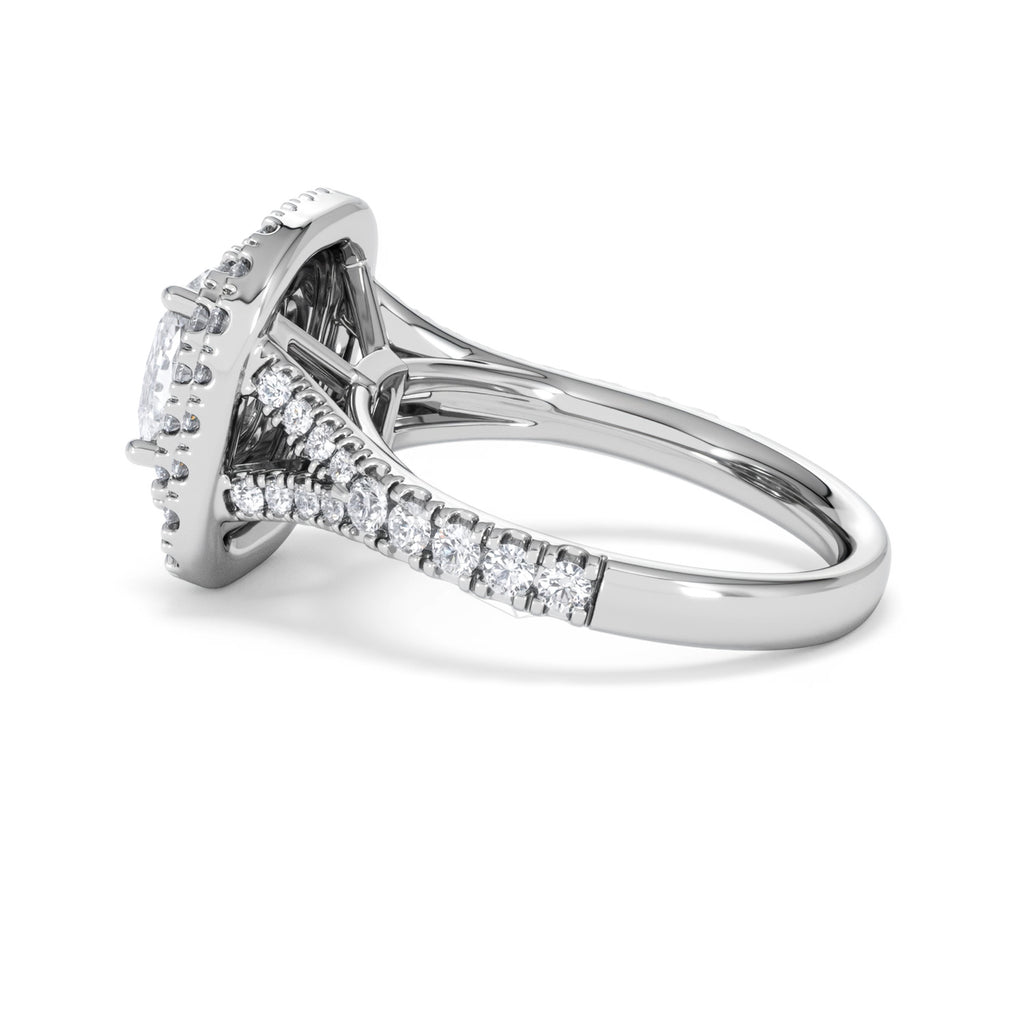 Anastasia Lab Diamond Halo Engagement Ring 18K White Gold 2.15ct F/VS1