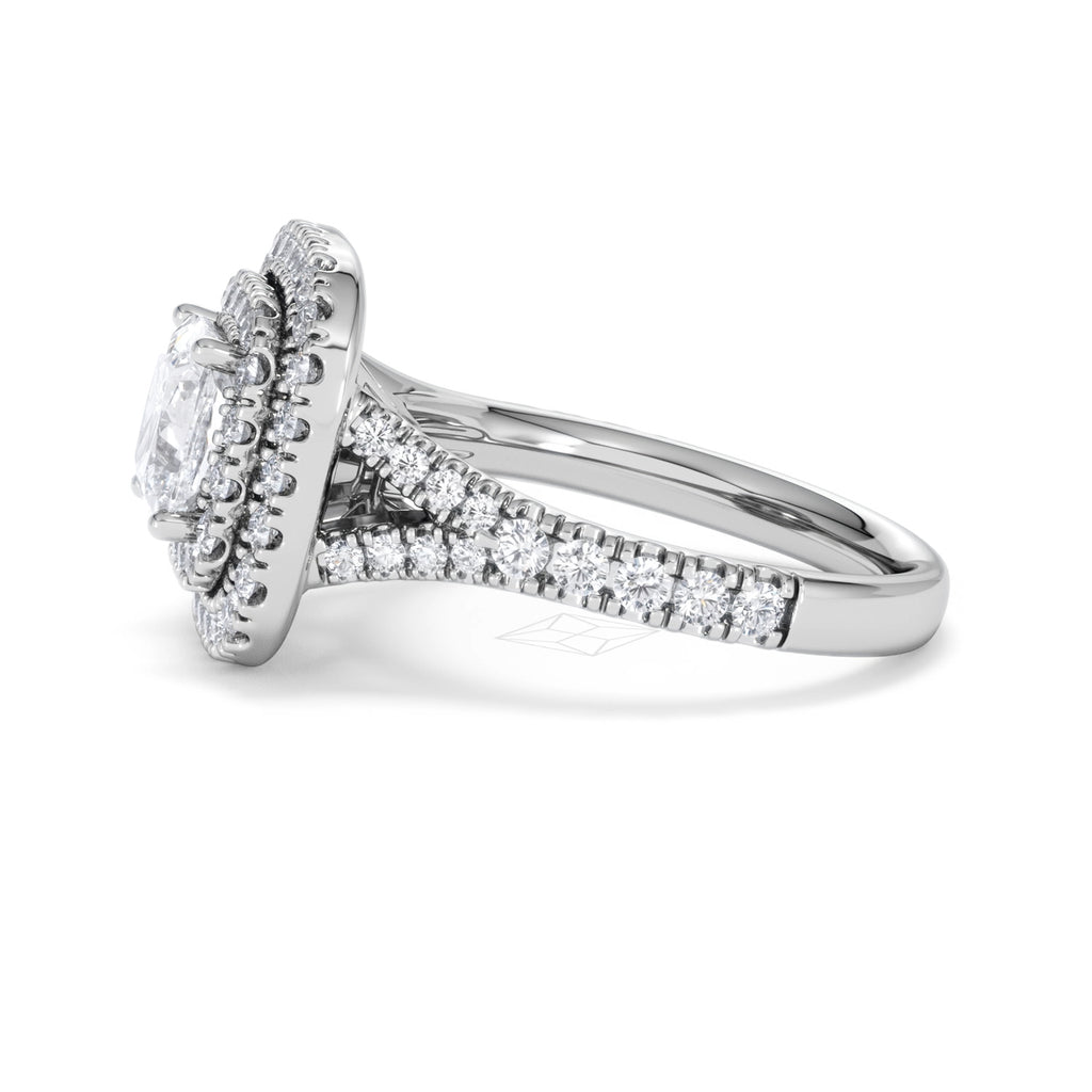 Anastasia Lab Diamond Halo Engagement Ring 18K White Gold 2.15ct F/VS1