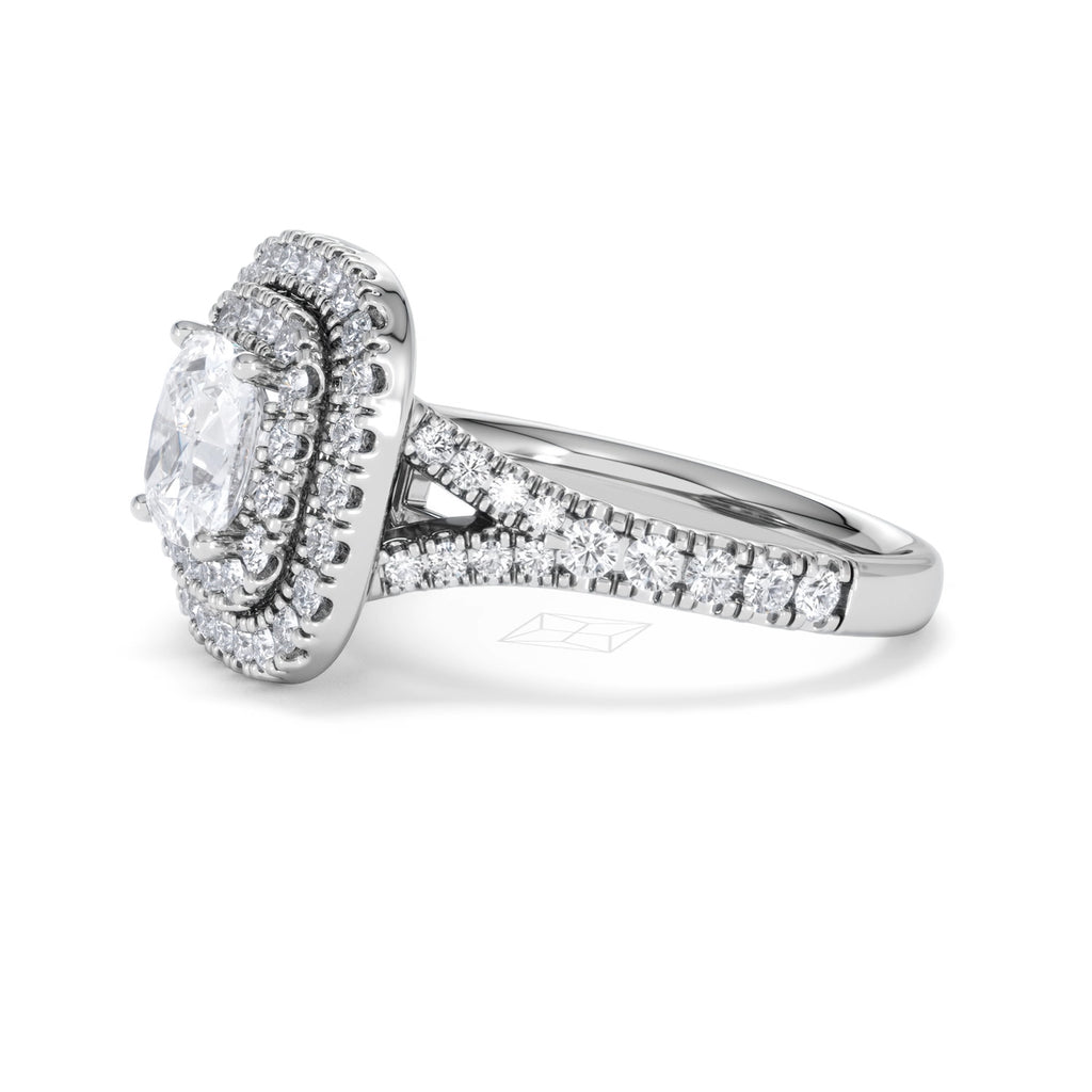 Anastasia Lab Diamond Halo Engagement Ring 18K White Gold 2.15ct F/VS1