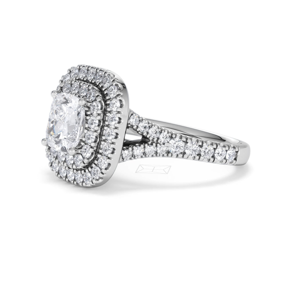 Anastasia Lab Diamond Halo Engagement Ring 18K White Gold 2.15ct F/VS1