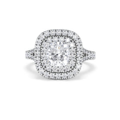 Anastasia Lab Diamond Halo Engagement Ring 18K White Gold 2.15ct F/VS1