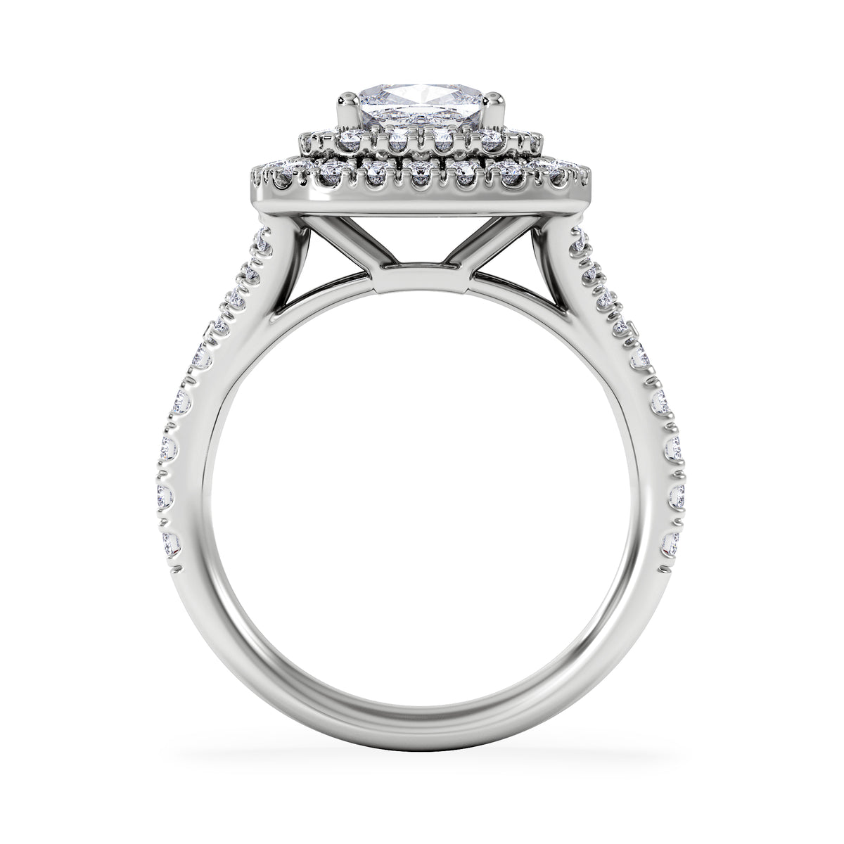 Anastasia Lab Diamond Halo Engagement Ring 18K White Gold 2.15ct F/VS1
