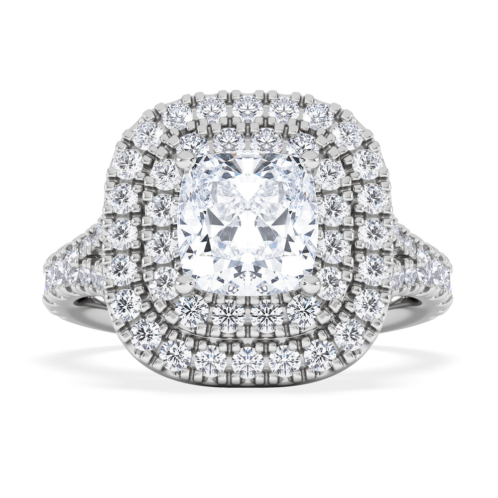 Anastasia Lab Diamond Halo Engagement Ring 18K White Gold 2.15ct F/VS1