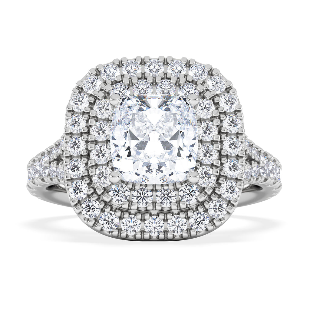 Anastasia Lab Diamond Halo Engagement Ring 18K White Gold 2.15ct F/VS1