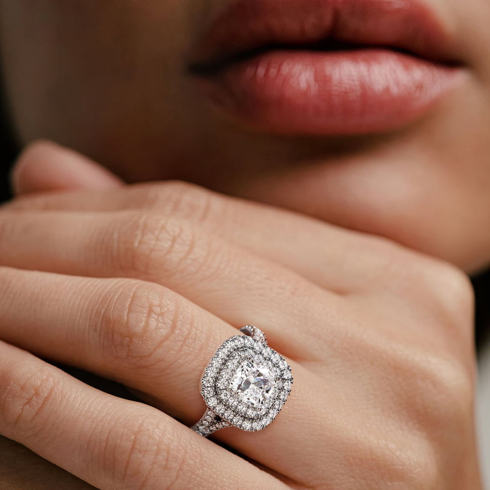 Anastasia Lab Diamond Halo Engagement Ring 18K White Gold 2.15ct F/VS1
