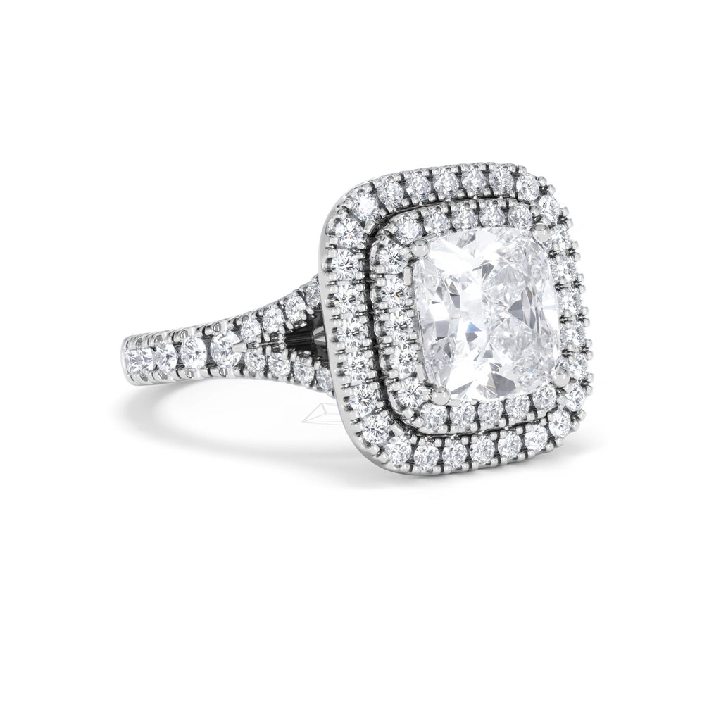 Anastasia Lab Diamond Halo Engagement Ring 18K White Gold 2.70ct F/VS1