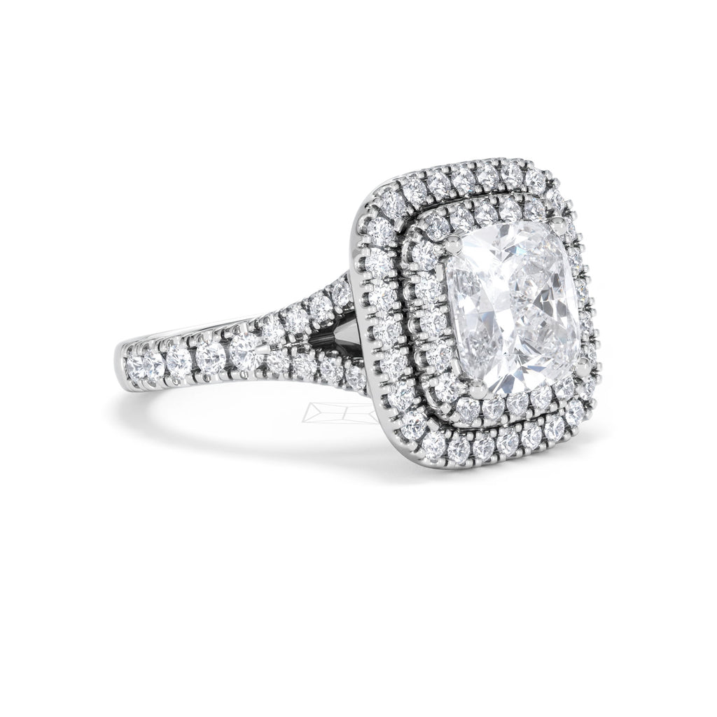 Anastasia Lab Diamond Halo Engagement Ring in Platinum 2.70ct F/VS1