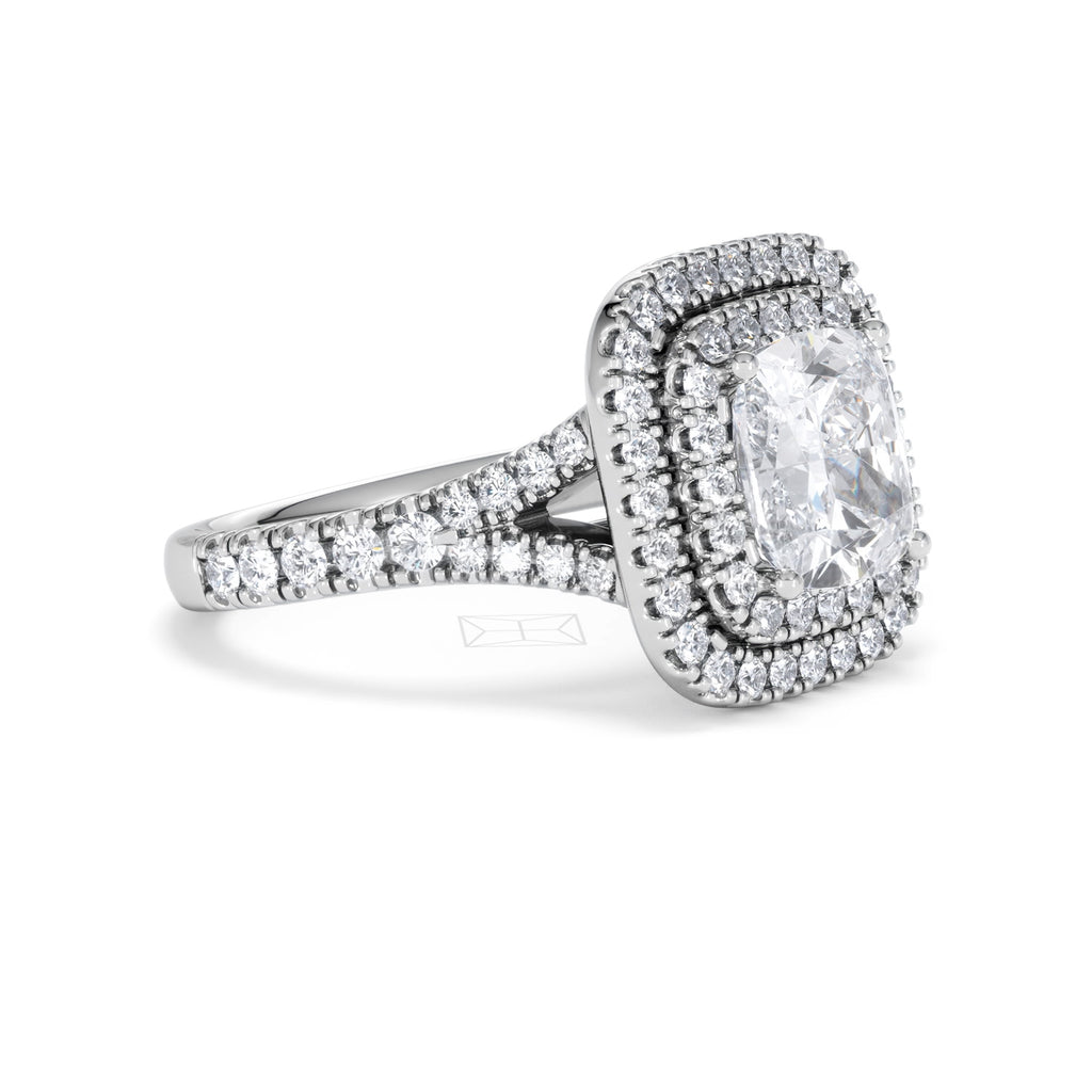 Anastasia Lab Diamond Halo Engagement Ring 18K White Gold 2.70ct F/VS1