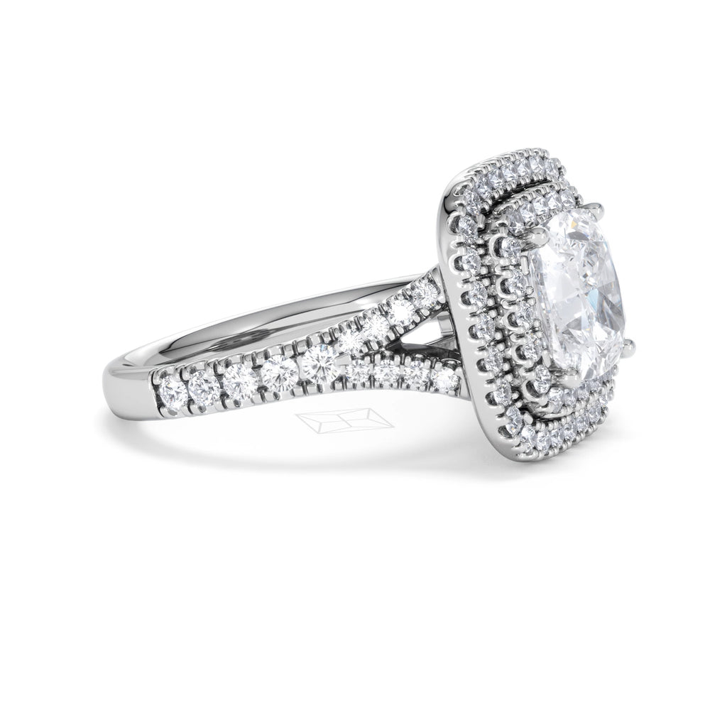 Anastasia Lab Diamond Halo Engagement Ring 18K White Gold 2.70ct F/VS1