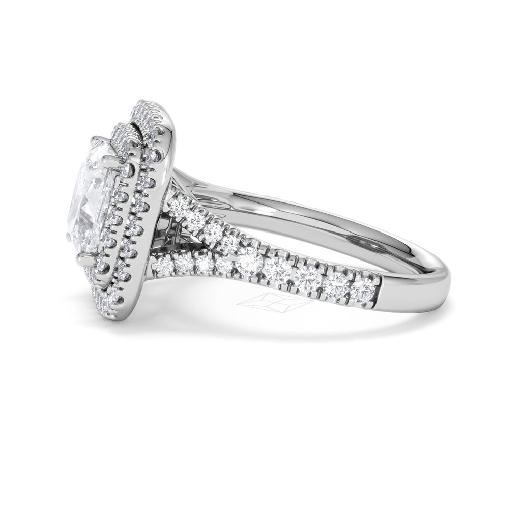 Anastasia Lab Diamond Halo Engagement Ring 18K White Gold 2.70ct F/VS1