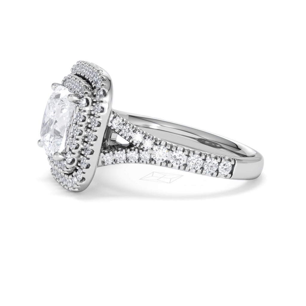 Anastasia Lab Diamond Halo Engagement Ring 18K White Gold 2.70ct F/VS1