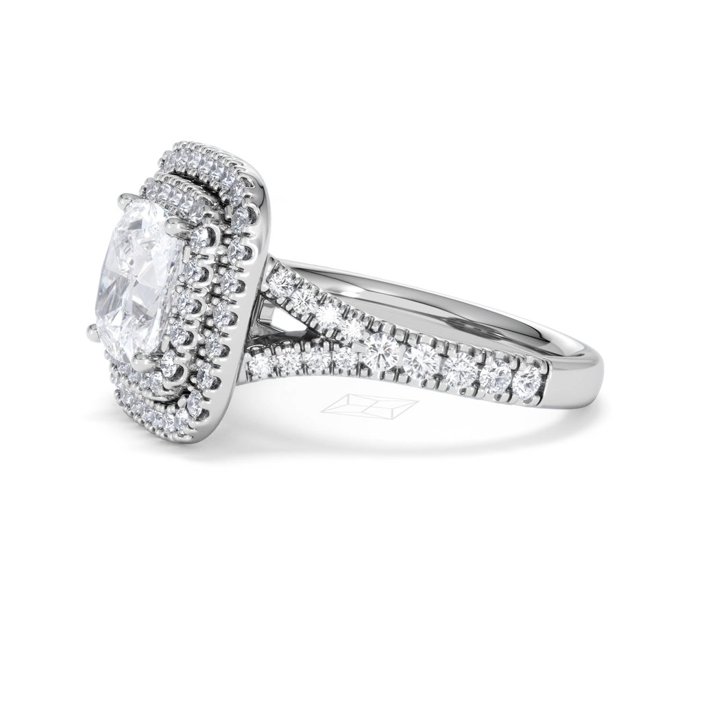 Anastasia Lab Diamond Halo Engagement Ring in Platinum 2.70ct F/VS1