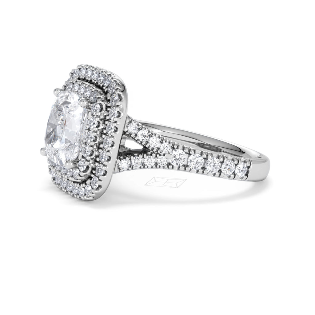 Anastasia Lab Diamond Halo Engagement Ring 18K White Gold 2.70ct F/VS1