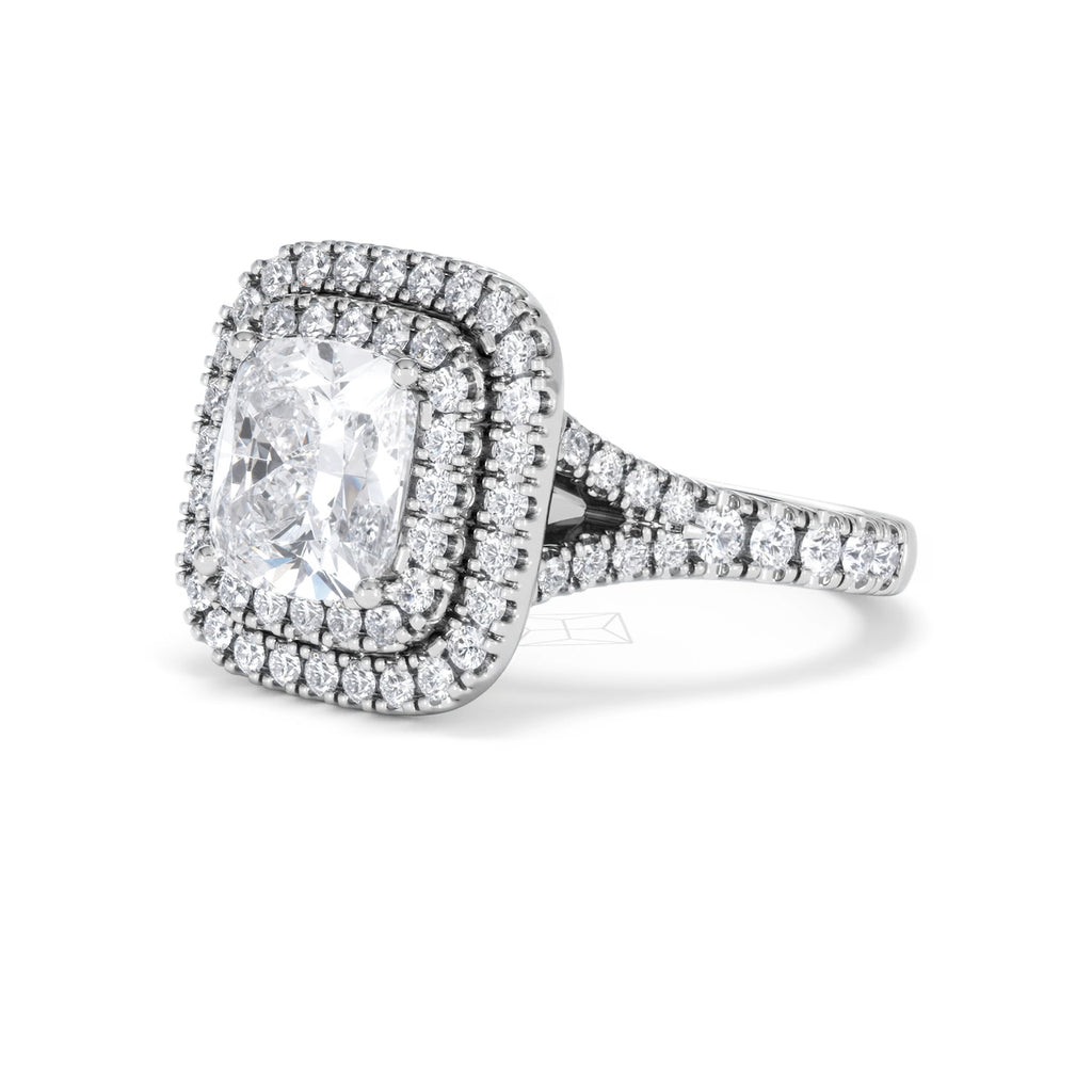 Anastasia Lab Diamond Halo Engagement Ring in Platinum 2.70ct F/VS1