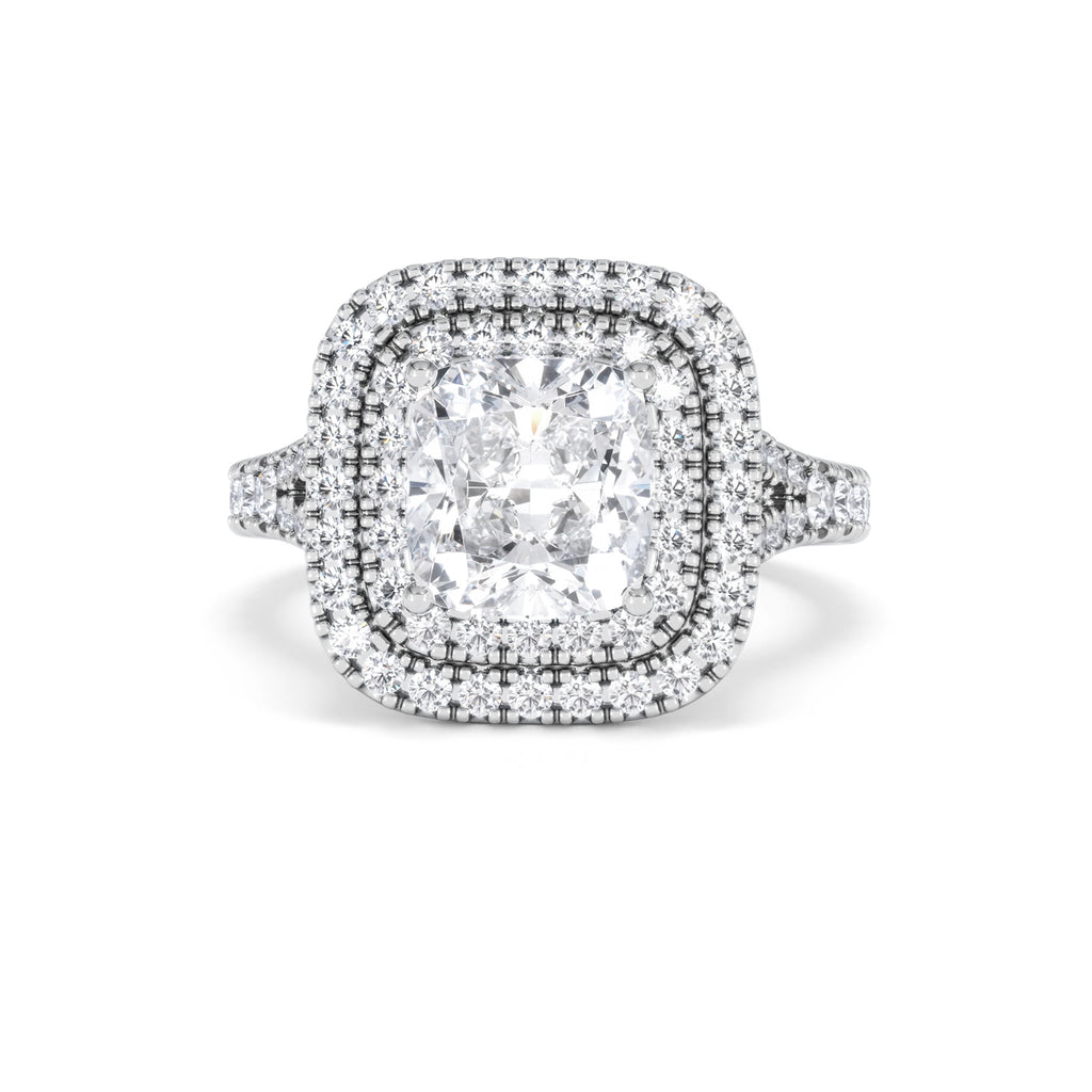 Anastasia Lab Diamond Halo Engagement Ring 18K White Gold 2.70ct F/VS1
