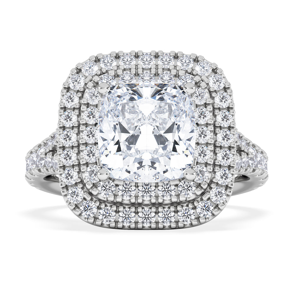 Anastasia Lab Diamond Halo Engagement Ring 18K White Gold 2.70ct F/VS1