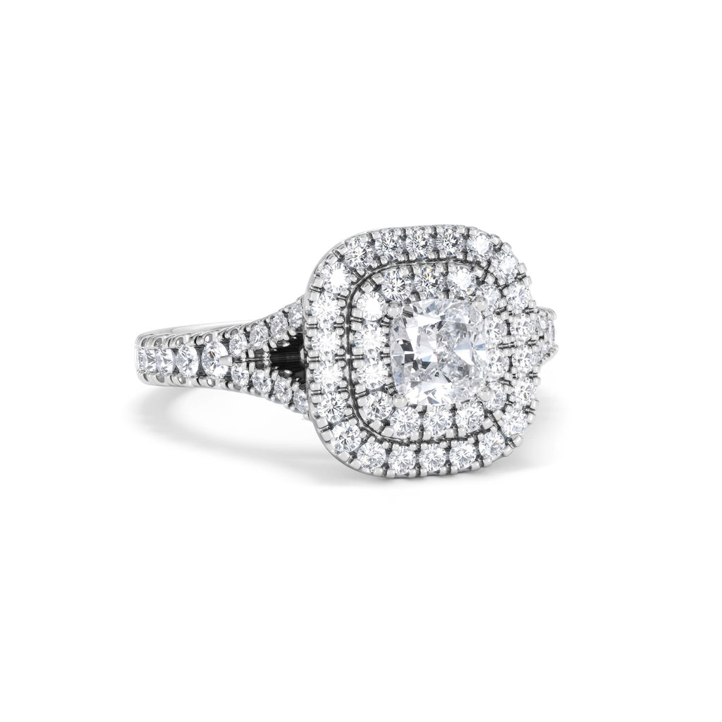 Anastasia Diamond Halo Engagement Ring 18K White Gold 1.30ct H/SI