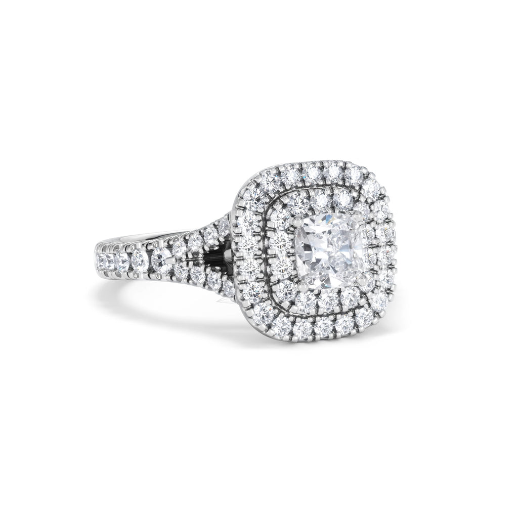 Anastasia Diamond Halo Engagement Ring 18K White Gold 1.30ct H/SI