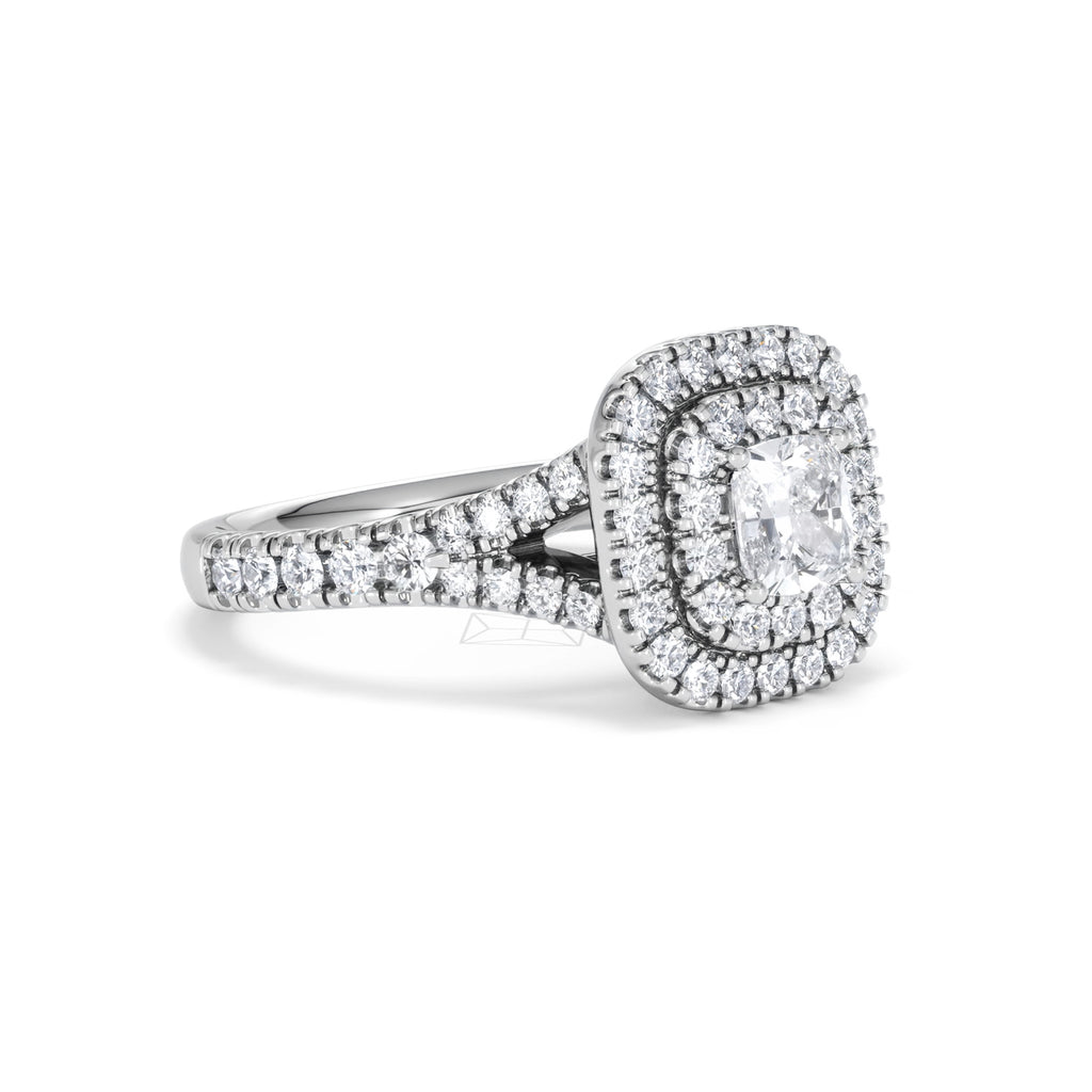 Anastasia Diamond Halo Engagement Ring in Platinum 1.30ct G/VS