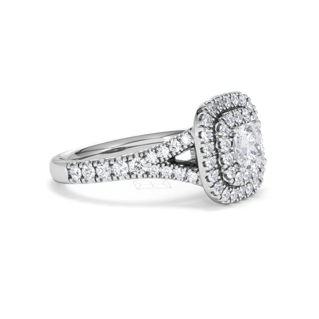Anastasia Diamond Halo Engagement Ring 18K White Gold 1.30ct H/SI