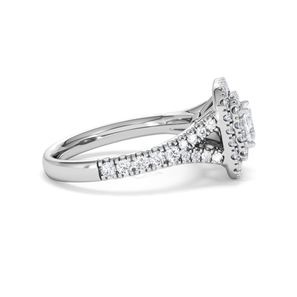 Anastasia Diamond Halo Engagement Ring 18K White Gold 1.30ct G/VS2
