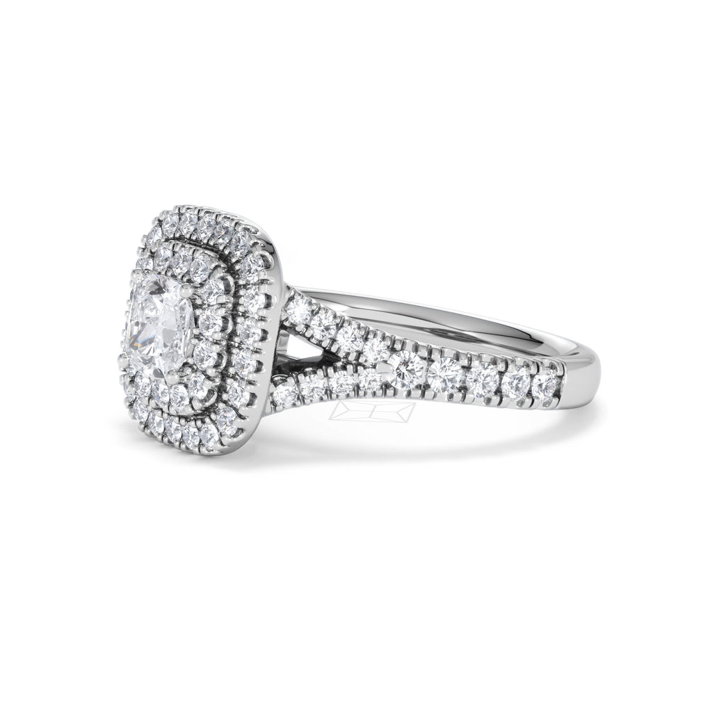 Anastasia Diamond Halo Engagement Ring 18K White Gold 1.30ct G/VS2