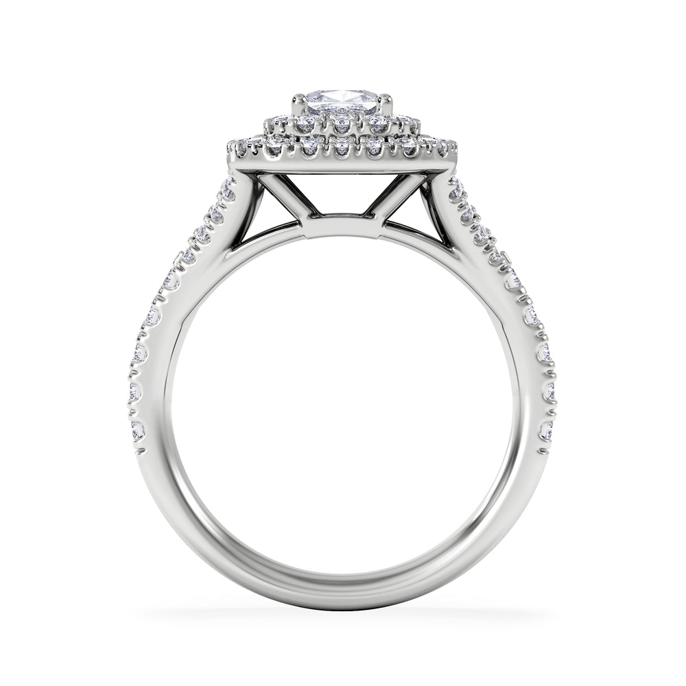 Anastasia Lab Diamond Halo Engagement Ring 18K White Gold 1.30ct F/VS1