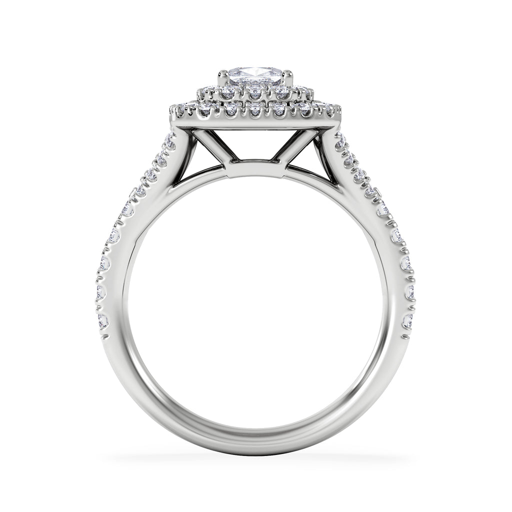 Anastasia Lab Diamond Halo Engagement Ring 18K White Gold 1.30ct F/VS1