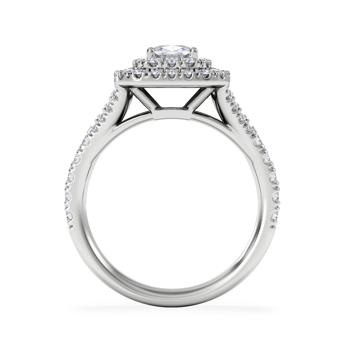 Anastasia Lab Diamond Halo Engagement Ring 18K White Gold 1.30ct F/VS1