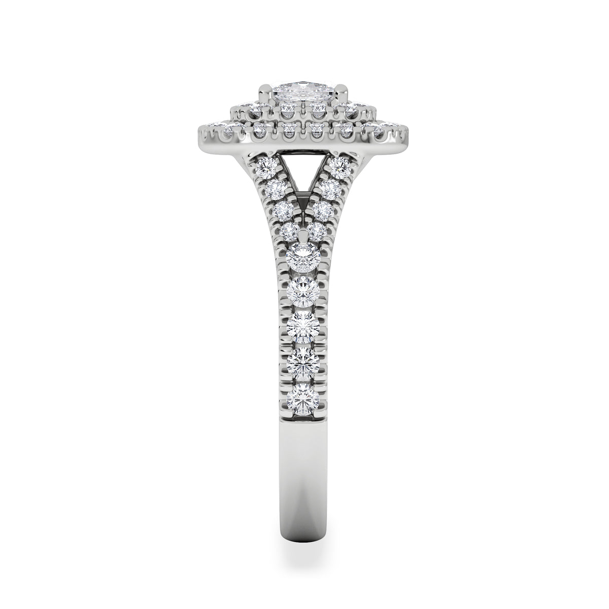 Anastasia Diamond Halo Engagement Ring 18K White Gold 1.30ct G/SI2