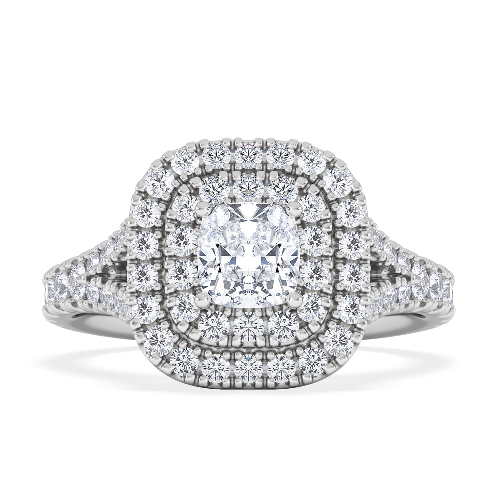 Anastasia Lab Diamond Halo Engagement Ring 18K White Gold 1.30ct F/VS1