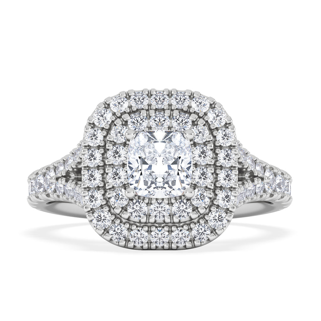 Anastasia Lab Diamond Halo Engagement Ring 18K White Gold 1.30ct F/VS1