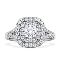 Anastasia Lab Diamond Halo Engagement Ring 18K White Gold 1.30ct F/VS1