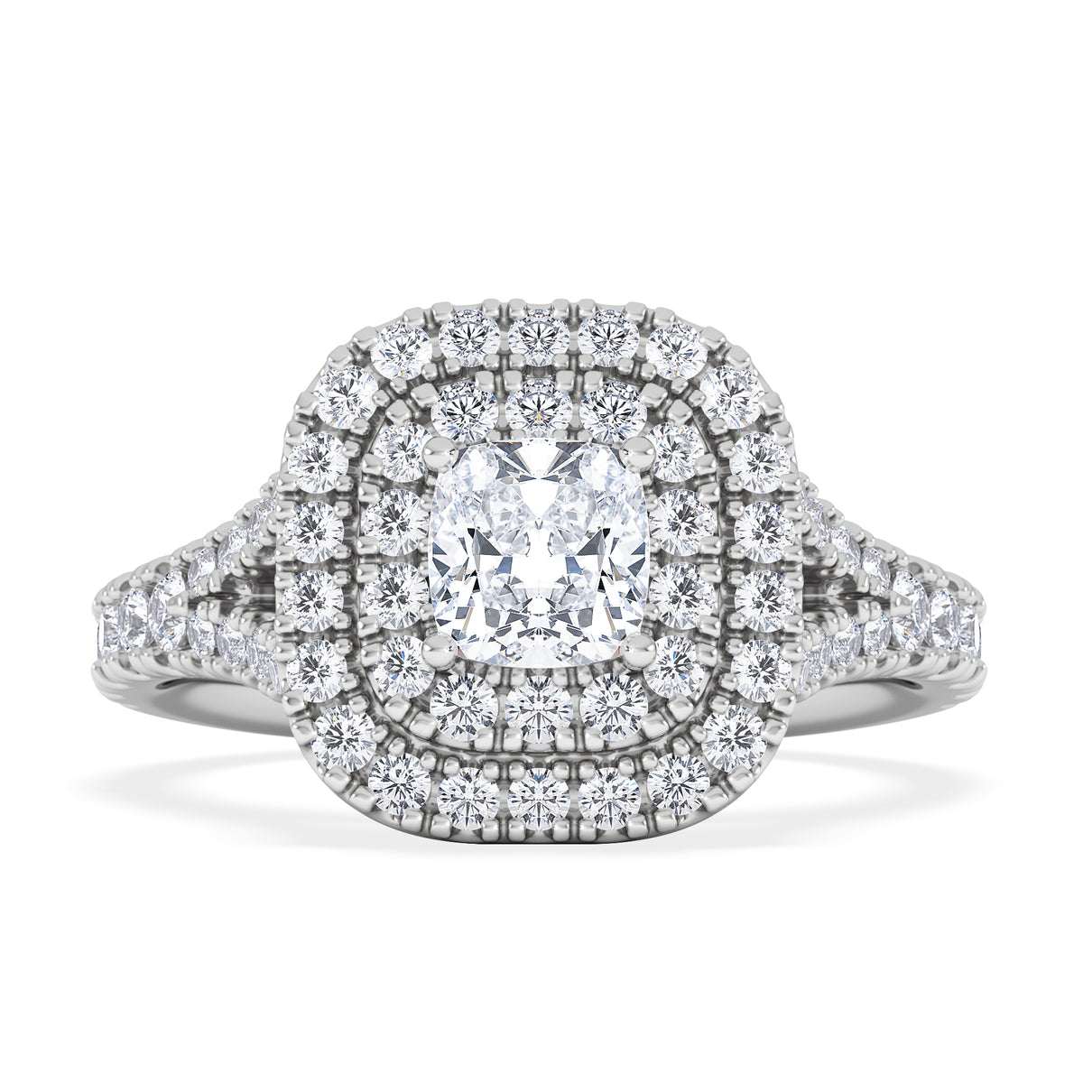 Anastasia Lab Diamond Halo Engagement Ring 18K White Gold 1.30ct F/VS1