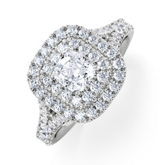 Anastasia Lab Diamond Halo Engagement Ring 18K White Gold 1.30ct F/VS1